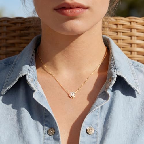 WEARON Gold Necklace for Women Gold Star Necklace 14K Gold Plated CZ Necklace Dainty Choker Charm Necklaces Hypoallergenic Trendy Jewelry for Women Gift - color: Oval Cz