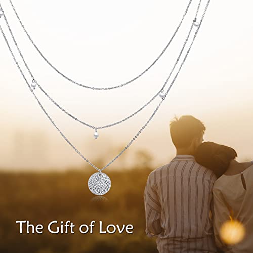 MONGAS Boho Layered Necklace Sterling Silver Triple 3 Stacked Vertical Bar Triangle Long Layering Necklaces Christmas Jewelry Gifts for Women - style: Pearl