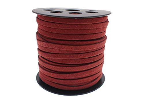 5mm Faux Suede Leather Cord String for Jewerly Making One Spools 40 Yards Maroon Flat Thin Leather Lace Thread for Necklace-Bracelet-Chocker & DIY Projects - size: 40 Yards Maroon