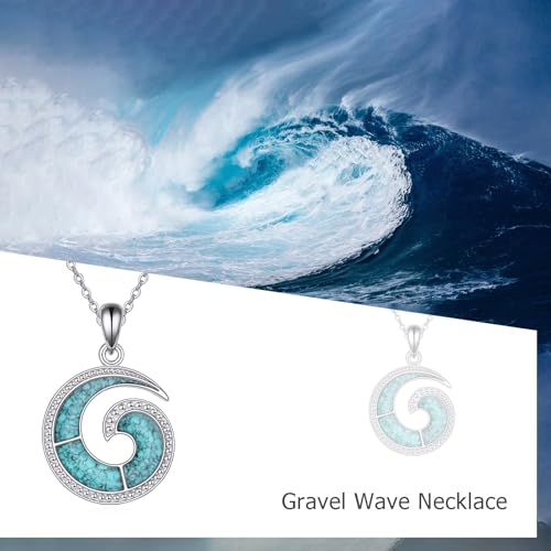 ONEFINITY Ocean Wave Necklace for Women Turquoise Wave Pendant Necklace Beach Jewelry Gifts