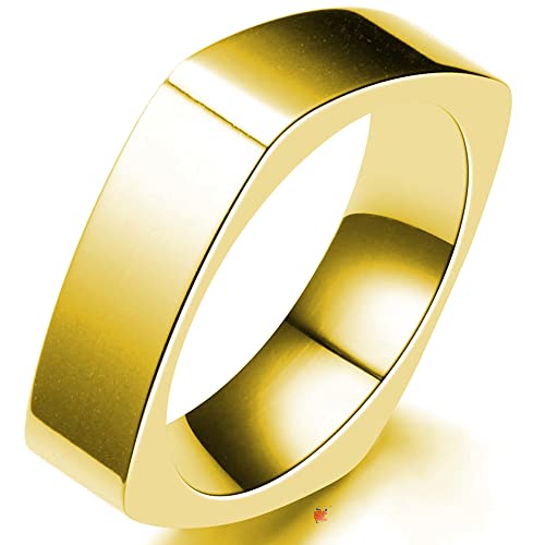 Jude Jewelers Stainless Steel Square Shaped Classic Simple Plain Wedding Band Ring - color: Gold