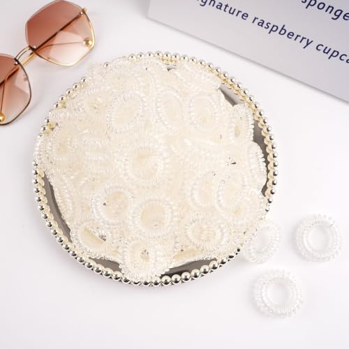 20 Pcs Spiral Hair Ties, Traceless Ponytail Holders, Clear Elastic Hair Accessories, Coil Scrunchies for Women, No Crease Coiled Hair Elastics for Thick or Thin Hair