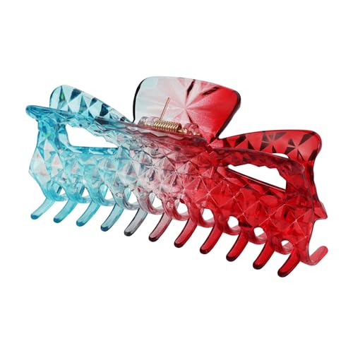 Jumbo Jaw Clip Extra Large Marbelized Hair Claw (Blue Red) - color: Blue Red
