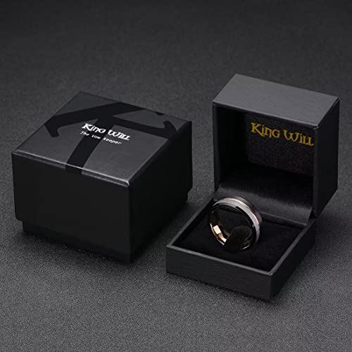 King Will Mens Tungsten Carbide Wedding Band with Groove Design | 6/7/8mm Width, Grooved, Comfort Fit, Everyday Wear - color: Silver&Black-8mm