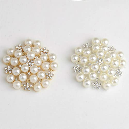 Delicate Pearl Crystal Brooch Pins for Women Girls Dance Balls Wedding Bridal Jewelry - color: A Gold