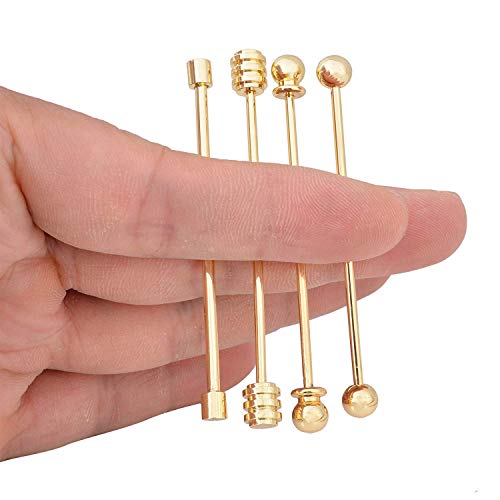 3PCS Copper Collar Bar Shirt Tie Necktie Pins Clip Clasp Lapel Stick Brooch Barbell Screw Cravat Pin - color: gold