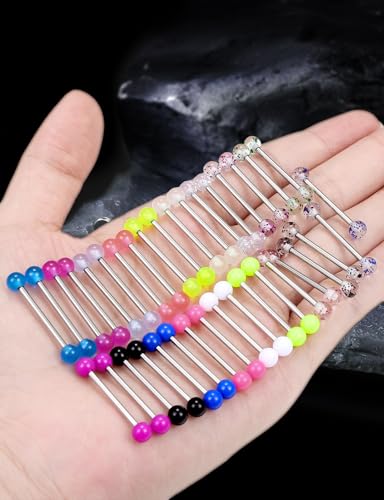 14G 16G Glow in Dark Nipple Tongue Rings Piercing Jewelry Stainless Surgical Steel Straight Barbells Tongue Nipple Rings Piercing Jewelry For Women Men 12MM 14MM 16MM 19MM 22MM Bar Length - size: 16G-22MM Bar