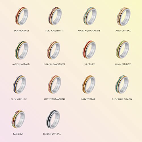 Muses Art Design Fidget Rings, Anxiety Rings, Spinner Rings, Band Rings with Birthstone, Stainless Steel, Women and Men, Meditation Rings, Thumb Rings, Stress Relieving and Anxiety Reducing - color: November - Topaz