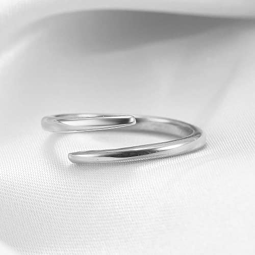 MYNENEY Pointed Classical Promise Ring Stainless Steel Thin Ring For Women - color: Open Twist-Silver, size: 6
