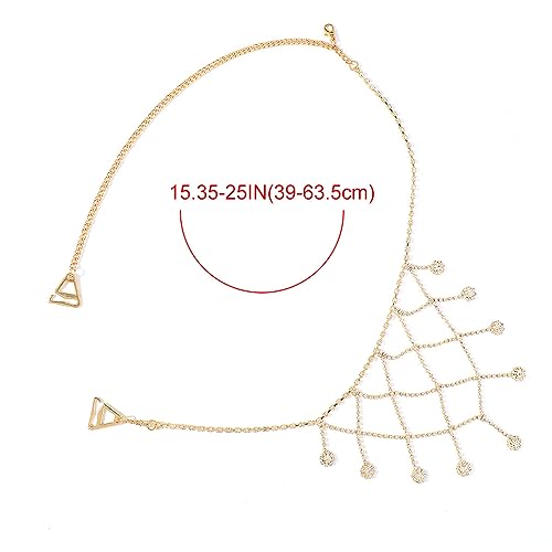 Rhinestone Shoulder Chain Jewelry - Crystal Tassel Arm Strap for Sexy Festival Rave - Bra Chain Bridal Lingerie Jewelry for Women - color: Gold