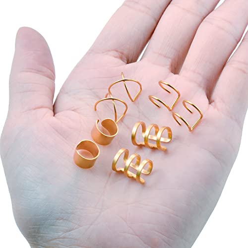 4-10 Pairs Stainless Steel Ear Cuff Helix Cartilage Clip On Wrap Earrings Fake Nose Ring Non-Piercing Adjustable - color: A5: 4 Pairs, Rose Gold Tone