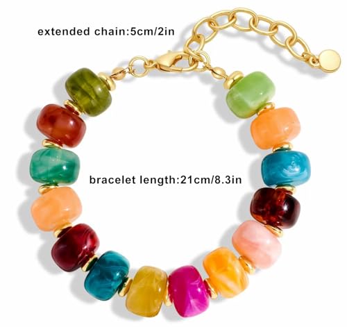 Beaded Bracelets Multicolor Acrylic Resin Beads Bracelet for Women - color: Colorful