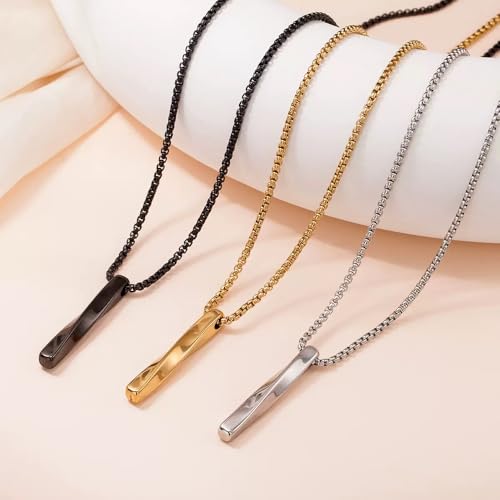 FANASY Natural Gemstone Pendant Necklace for Men Healing Crystal Pendant Adjustable Black Rope Necklace Jewelry Gifts for Women Men - color: Steel-Golden