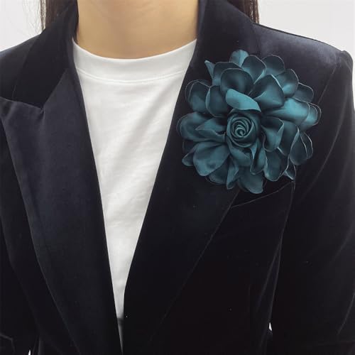 Dainty Fabric Rose Flower Large Brooch Lapel Pins Flower Brooches Pin Classic for Wedding Party Dance Banquet for Women Dress Suit Clothes Accessories Jewelry 100mm - color: Dark Green 2