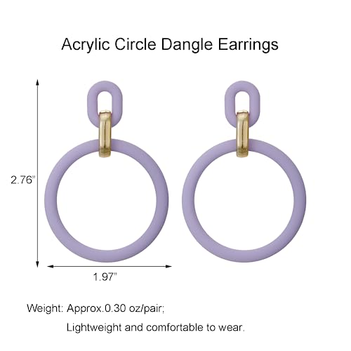 RUOFFETA Acrylic Rectangle Earrings, Fashion Acrylic Square/Oval/Hoop Statement Drop Earrings for Women - color: Lavender Hoop
