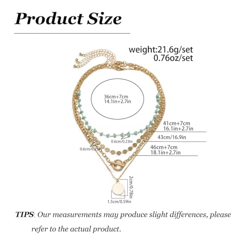 HUASAI Boho Necklaces for Women Dainty Layered Choker Necklace Bohemian Turquoise Necklace Statement Jewelry Western Cowgirl Country Concert Outfits Accessories - color: A-Boho Layer