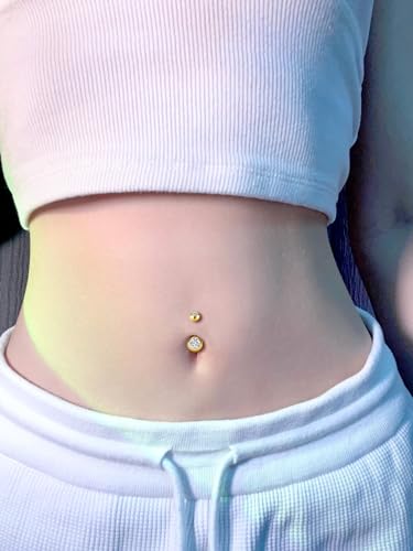 Briana Williams Belly Button Ring Belly Rings Belly Button Piercing Gold Belly Button Ring for Women Clicker Belly Ring Belly Piercing Stainless Steel 14g 10mm Blley Navel Rings Piercing Jewelry - color: D4 -4pcs, gold