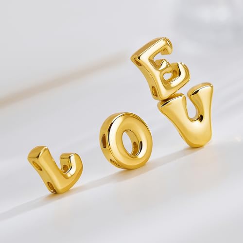Bubble Gold Initial Necklaces for Women,14K Gold Plated A-Z Initial Necklaces for Women, Chunky balloon letter name Pendant Necklace Fashion Jewelry Gifts - color: G, style: Gold