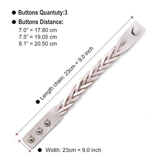 CCBFY Genuine Leather Bracelet Braided Sporty Wide Wristband Punk Jewelry for Men Women - color: 1 Piece - Silver