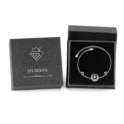 Moonstone Bracelet for Women 925 Sterling Silver Moonstone Bracelet Adjustable Jewelry Gift for Women - style: Sun and Moon Bracelet