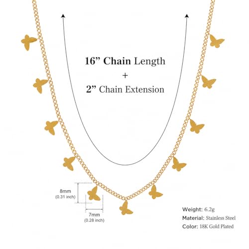 Rich London 18K Rose Gold Plated 2-in-1 Clover Heart Pendant Necklace for Women | Elegant Crystal Charm Jewellery - color: Butterfly Chain