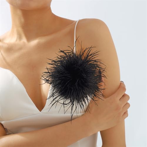 Dainty Feather Flower Large Brooch Pin for Women Men Elegant Oversized Floral Lapel Pins Shawl Dress Suit Clothes Accessories Wedding Party Dance Banquet Fashion Jewelry 150mm