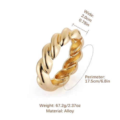 HZMAN Chunky Gold Cuff Bracelets for Women Thick Wide Bangle Bracelet Hammered Open Hinge Wrist Cuff Bracelet Jewelry Gift - color: 06.Twisted Shape Gold