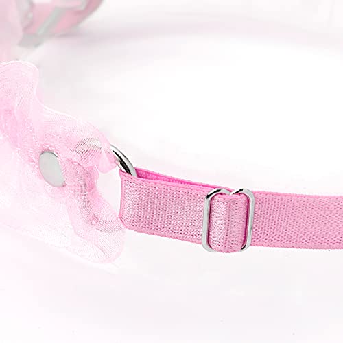 Eigso Velvet Gothic Garter for Women Heart Leg Ring with Rivets Elastic Lace Bracelets Choker Set - color: Pink