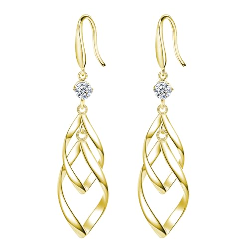 Linear Swirl Wire Earrings For Women dangling Boho Dangle Drop - color: Linear Swirl Wire Earrings With drill-G