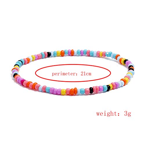 African Beads Anklet 18pcs Boho Beaded Ankle Bracelet Elastic Bead Foot Chain Jewelry for Women (Colours)