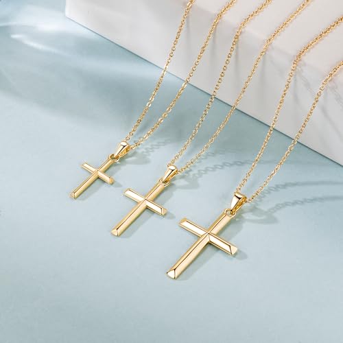 Cross Necklace for Women Gold Cross Necklaces for Women | Cross Chain 14K Gold Cross Necklace for Women Beauty Gold Faith Pendant Necklaces for Women Cross Necklaces 20/25mm - size: 20MM