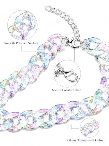 Chunky Link Cuban Chains Necklace Women's Punk Hip-hop Thick Gold Chain Choker Necklace Fashion Costume Jewelry for Women (gold) - color: clear AB color