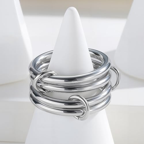Jude Jewelers Stainless Steel 4-in-1 Stacking Wedding Bands Promise Anniversary Statement Ring - color: Silver