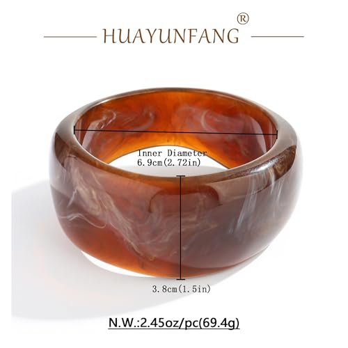 Chunky Acrylic Bangles Bracelets For Women Geometric Acrylic Resin Acetate Mottled Wide Bangle Bracelet Statement Colorful Bangles for Party - color: 02-thick bangle