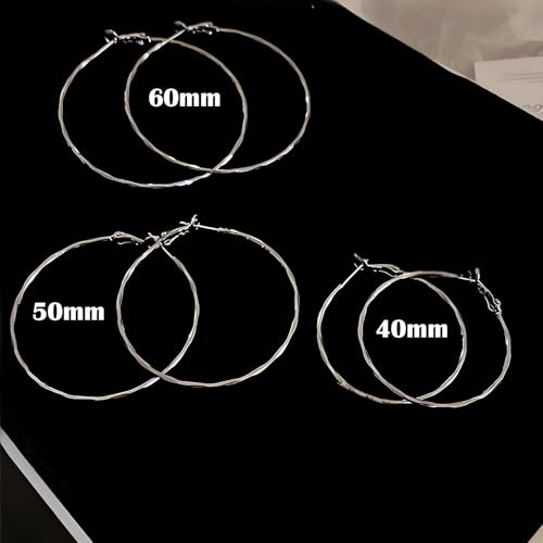 Hoop Earrings for Women, Hypoallergenic Stainless Steel Lightweight Thin Large Big Hoops Earrings Set for Women, Non Tarnish for Jewelry Gift 40MM - color: Silver-3 packs