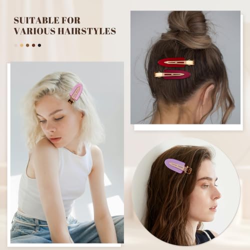 10 Pcs Creaseless No Crease No Bend Flat Hair Clips For Styling Non Slip Makeup Clips For Women Salon Hairstyle,Bright Pink Red - color: Bright Pink Red