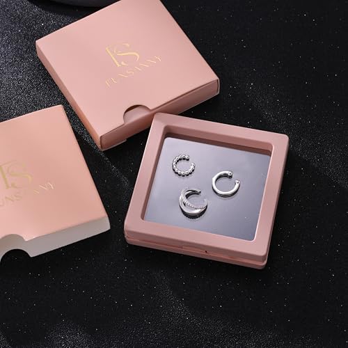 Gold Ear Cuffs Earrings for Women Non Piercing Clip on Cartilage Earrings | Trendy Gold Ear Cuff,Cartilage Clip on Earrings,Thin Huggie Hoop CZ Earring Set ,Fashion Jewelry,Non Tarnish,Gift - style: 3pc double cz-sl