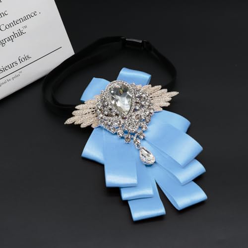 Big Rhinestone Bow Ties,Bowtie Pre-Tied Bowties Men Women | Suit for tuxedo party wedding - color: Sky Blue