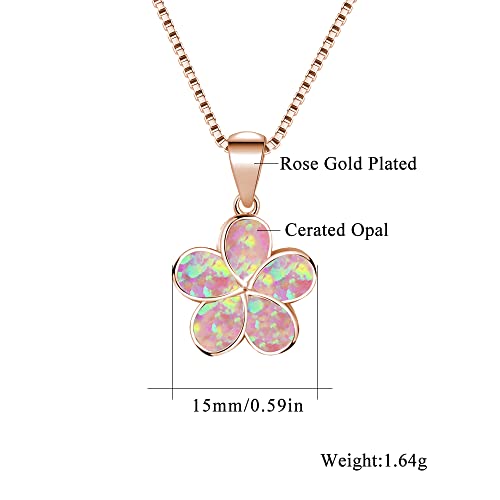 CiNily Opal Leaf/Flower Pendant Necklace for Women Silver Plated Jewelry Gift - color: Flower-Rose Gold