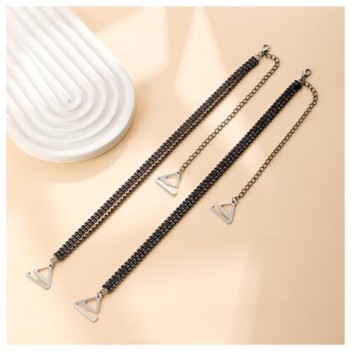 2Pcs Rhinestone Shoulder Strap Chain Bridal Wedding Rhinestone Lingerie Strap Shoulder Chain Sexy Crystal Underwear Chain for Women Dress - style: Black
