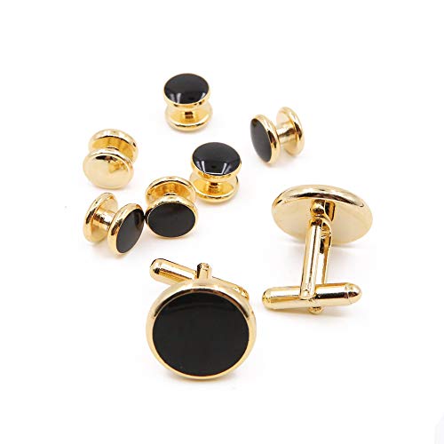 8 Pieces Men Round Cufflinks and Button Studs Set,Cuff Links for Formal Business Wedding Tuxedo Shirt Accessories