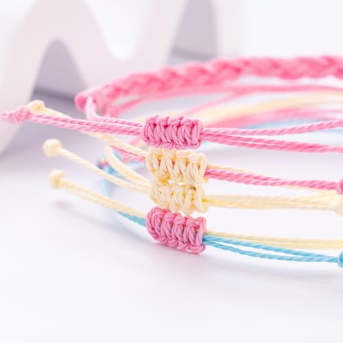 Sunflower Friendship Bracelets Boho Stackable String Bracelets Cute Trendy Gifts for Teen Girls Women - color: Pink