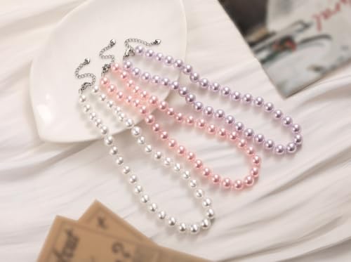 10mm Faux Pearl Necklace & Earrings Set, Elegant Jewelry for Women | Glass material, handmade product, Daily wear, Holiday gift - color: White