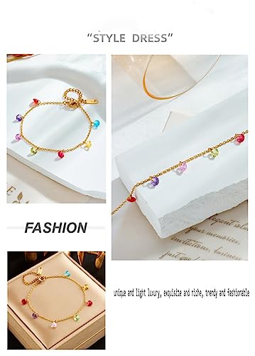 Ankle Bracelet for Women Stainless Steel Chain Beach Anklet Bracelet Adjustable Jewelry - style: B1-stone-G