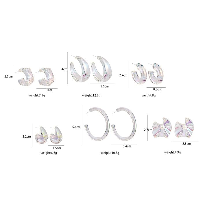 Acrylic Transparent Hoop Earrings Minimalist Resin Earrings Geometric Statement Earrings for Women - color: irregular