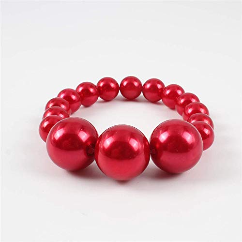 Bridal Wedding Faux Pearl Statement Necklace and Clip on Earrings Bracelet Jewelry Sets Women Bib Choker Necklace - color: Red-Necklace+Bracelet+Clip Earrings