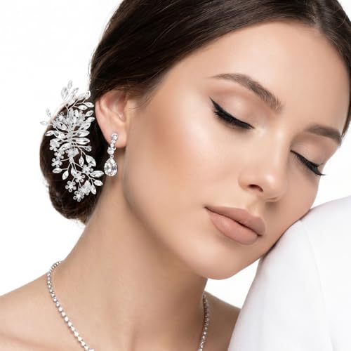 10 Pcs Bride Hair Pins Rhinestone Comb for Women, Crystal Wedding Headpiece Handmade Head Accessories for Bridal Friend, Hair Jewelry Bridesmaids Prom Party Favors Celebration Gifts (Classic, Silver)