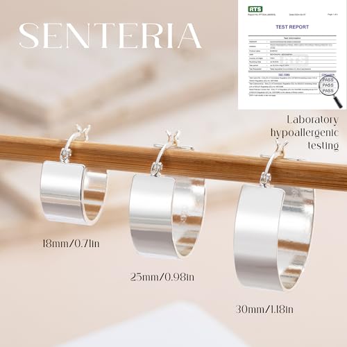 Chunky Gold Hoop Earrings Hoop Earrings Thick Gold Hoop Earrings for Women | for Sensitive Ears Gold Chunky Hoop Earrings Hypoallergenic 14K Gold Plated Hoops Non Tarnish Big Thick Hoops 18/25/30mm - color: Silver 18mm