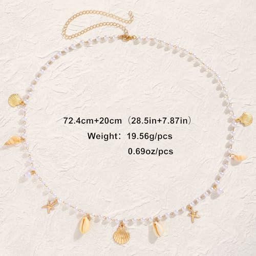 XZQTIVE Starfish Pearl Waist Chain Belts for Women Mermaids Seashell Pearl Belly Chain Gold Pirate Rave Festival Summer Bikini Beach Jewelry Accessories - style: Starfish-7