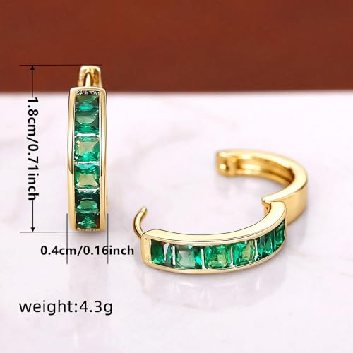 Fashionable Hoop Earrings with Princess Square Cubic Zirconia for Women - color: E6098